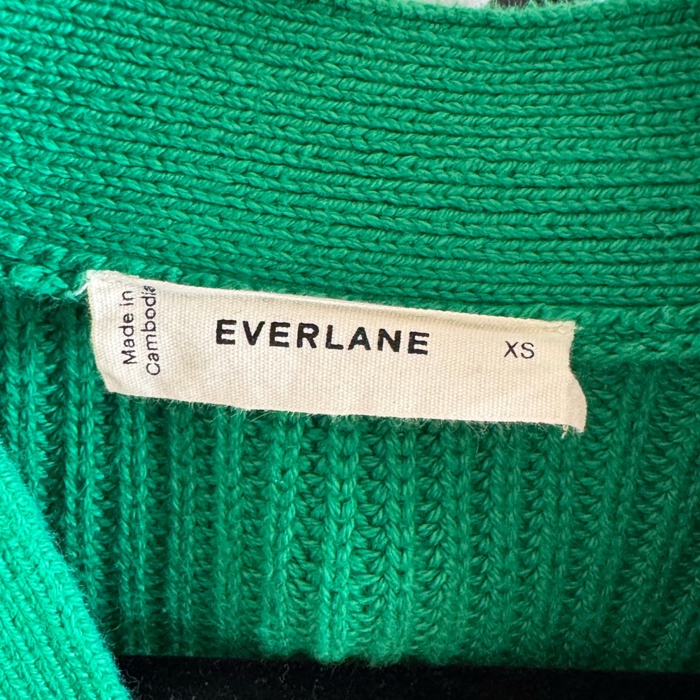 Everlane Cotton Boxy Cardigan - Kelly Green OVERSIZED XS fits loose on a M - Picture 3 of 4